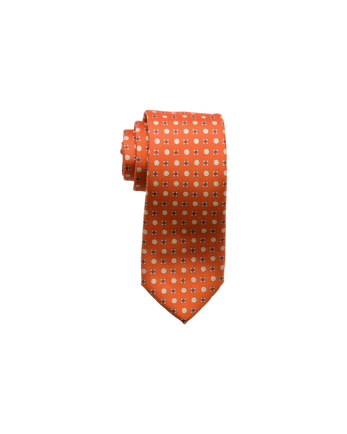 Silk tie with fine pattern, orange