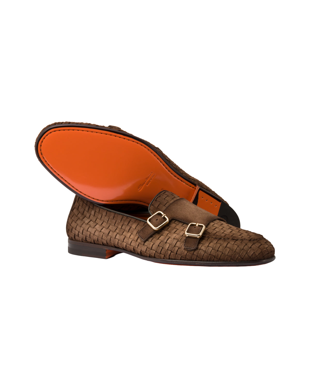 Double Monk Woven Leather Leather Sole