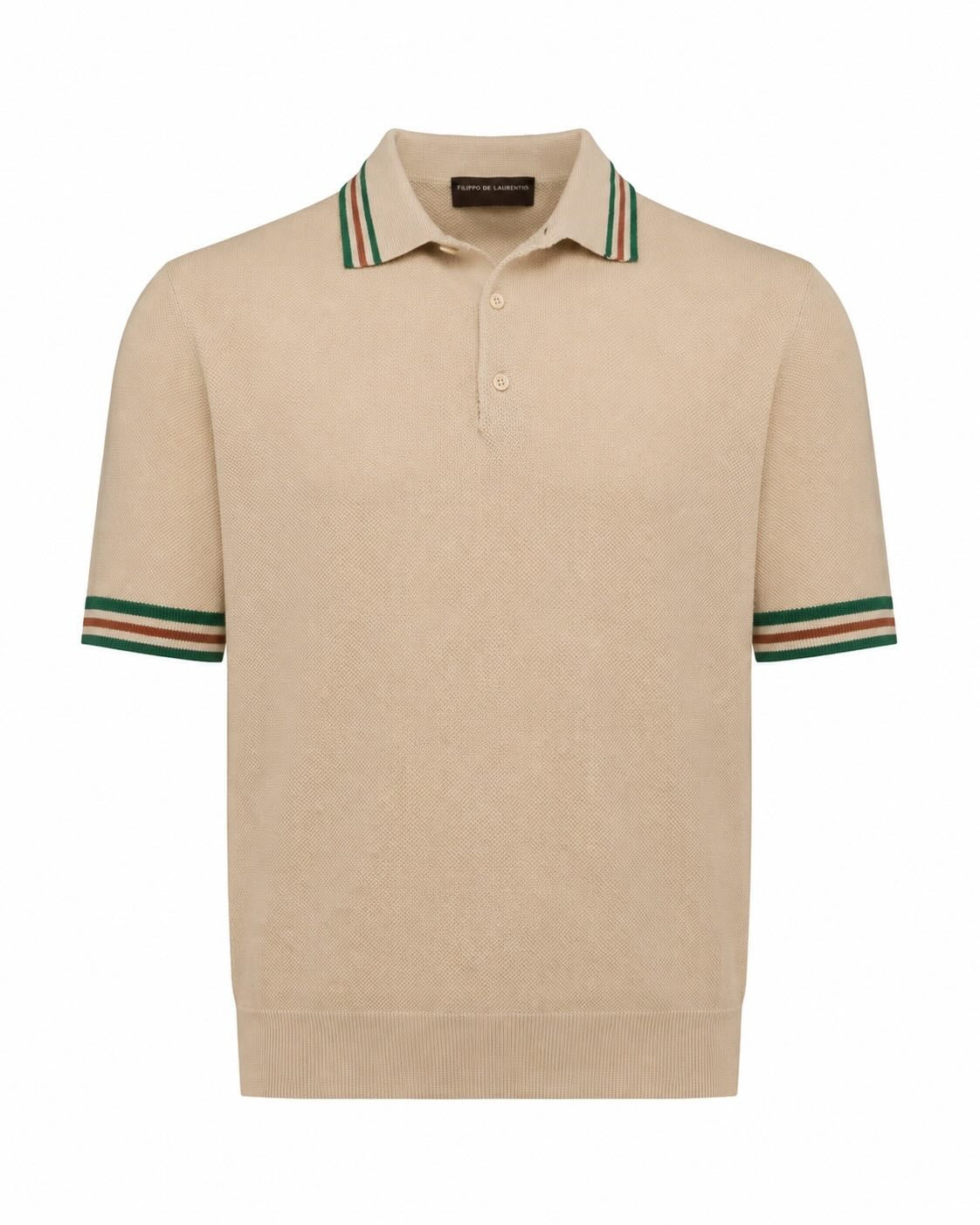 Cotton crepe polo slim fit with stripes