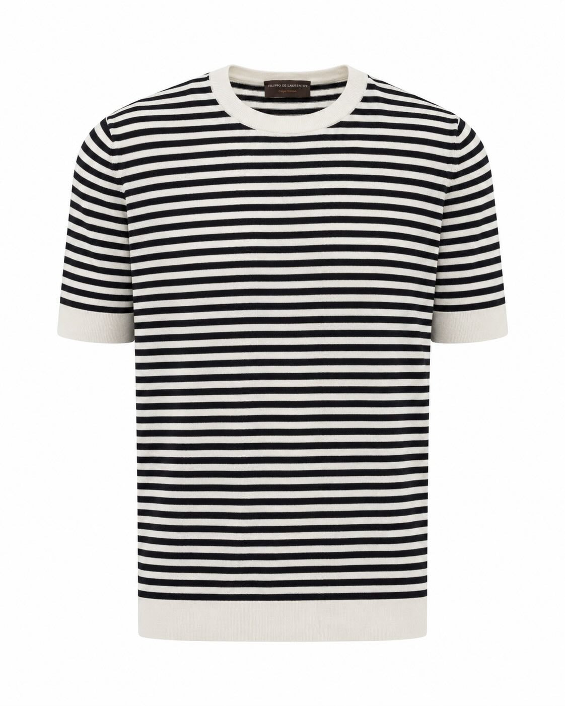 Striped T-Shirt Crepe Knit Relaxed Slim
