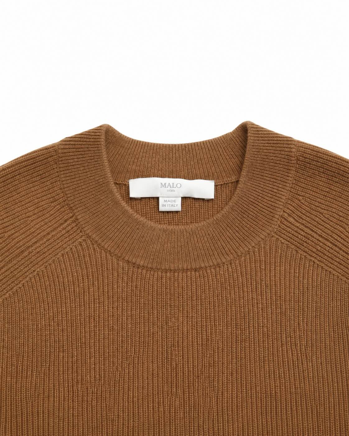 Brauner Raglanpullover aus Kaschmir