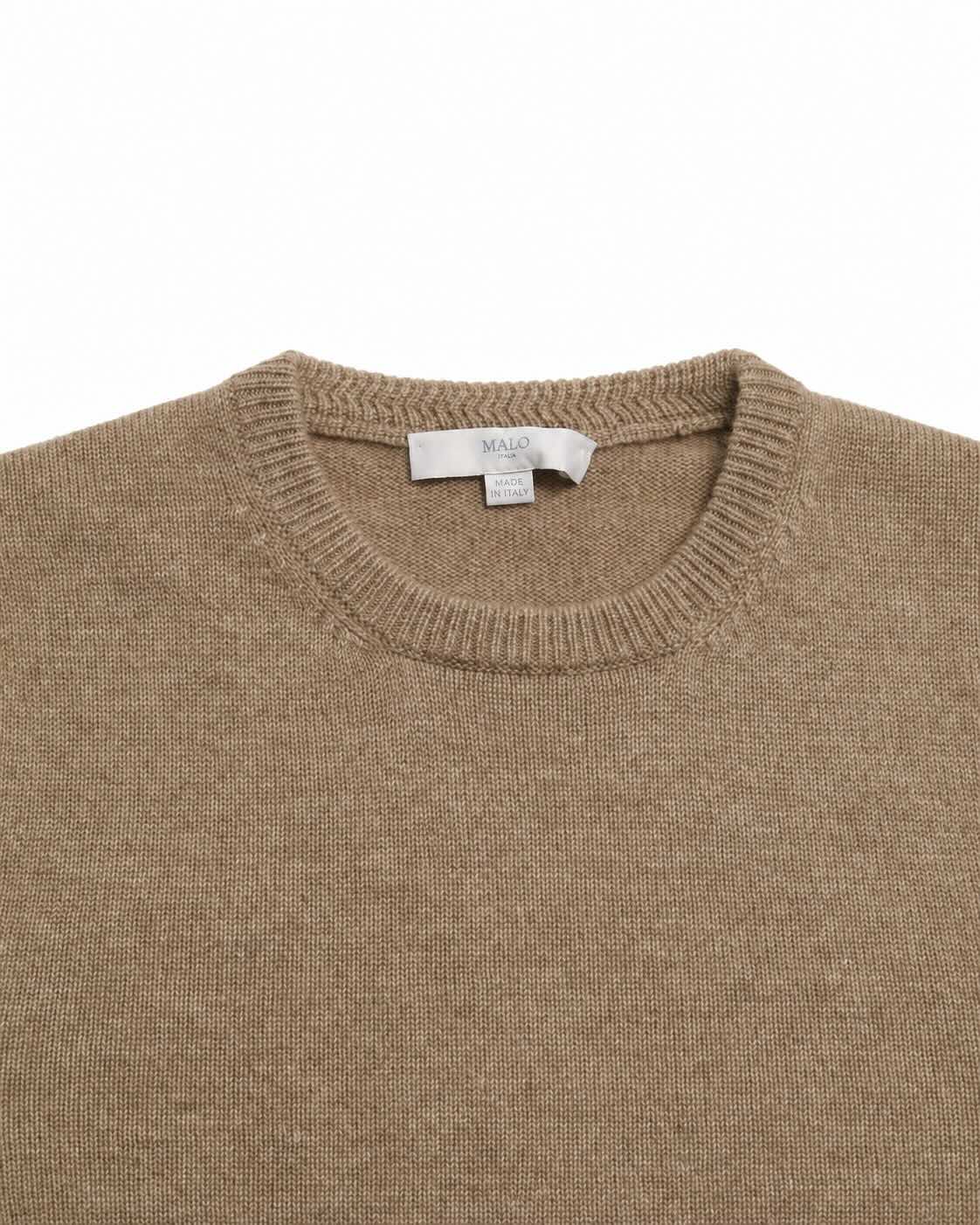 Beige Cashmere Crew-Neck Sweater