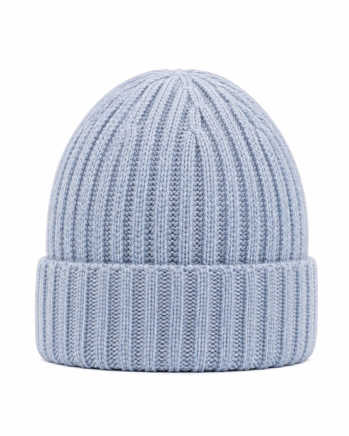 Light blue cashmere rib-knit beanie