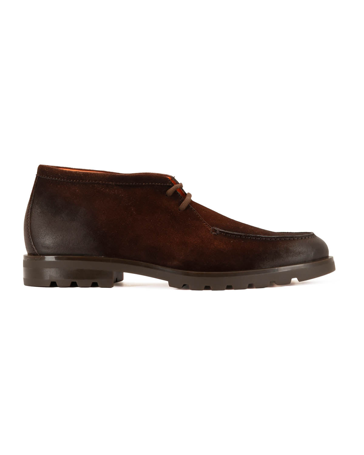 Ankle-high lace-up shoe made of dark brown nubuck leather
