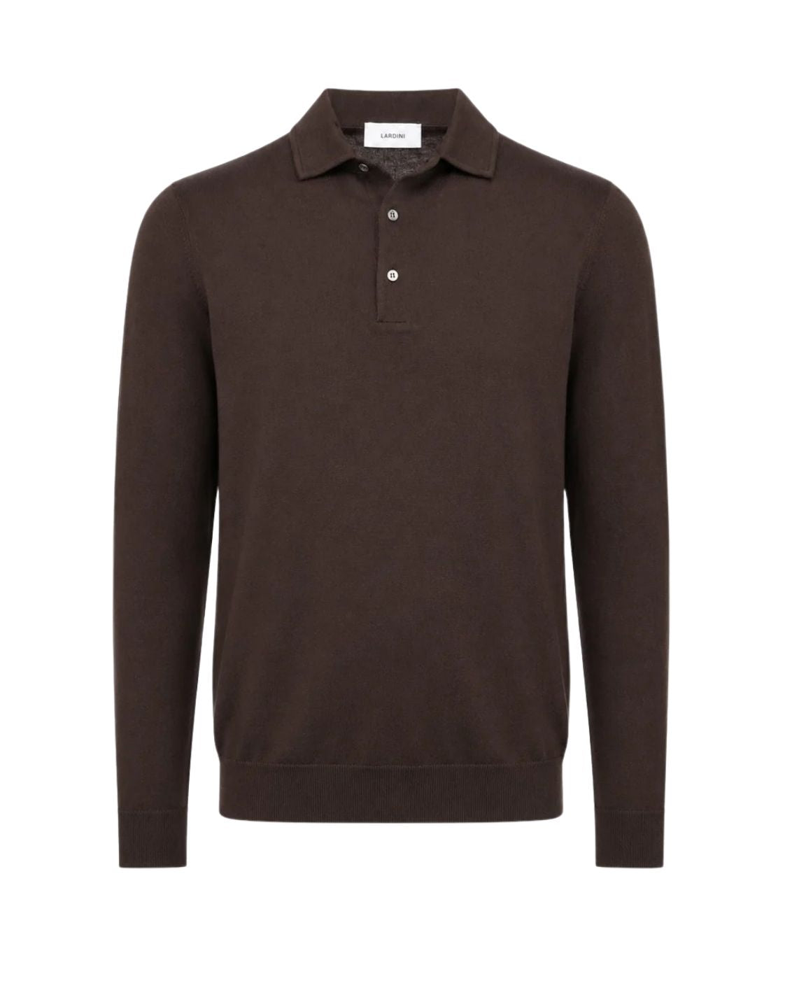 Feinstrick Langarm Poloshirt aus Schurwolle