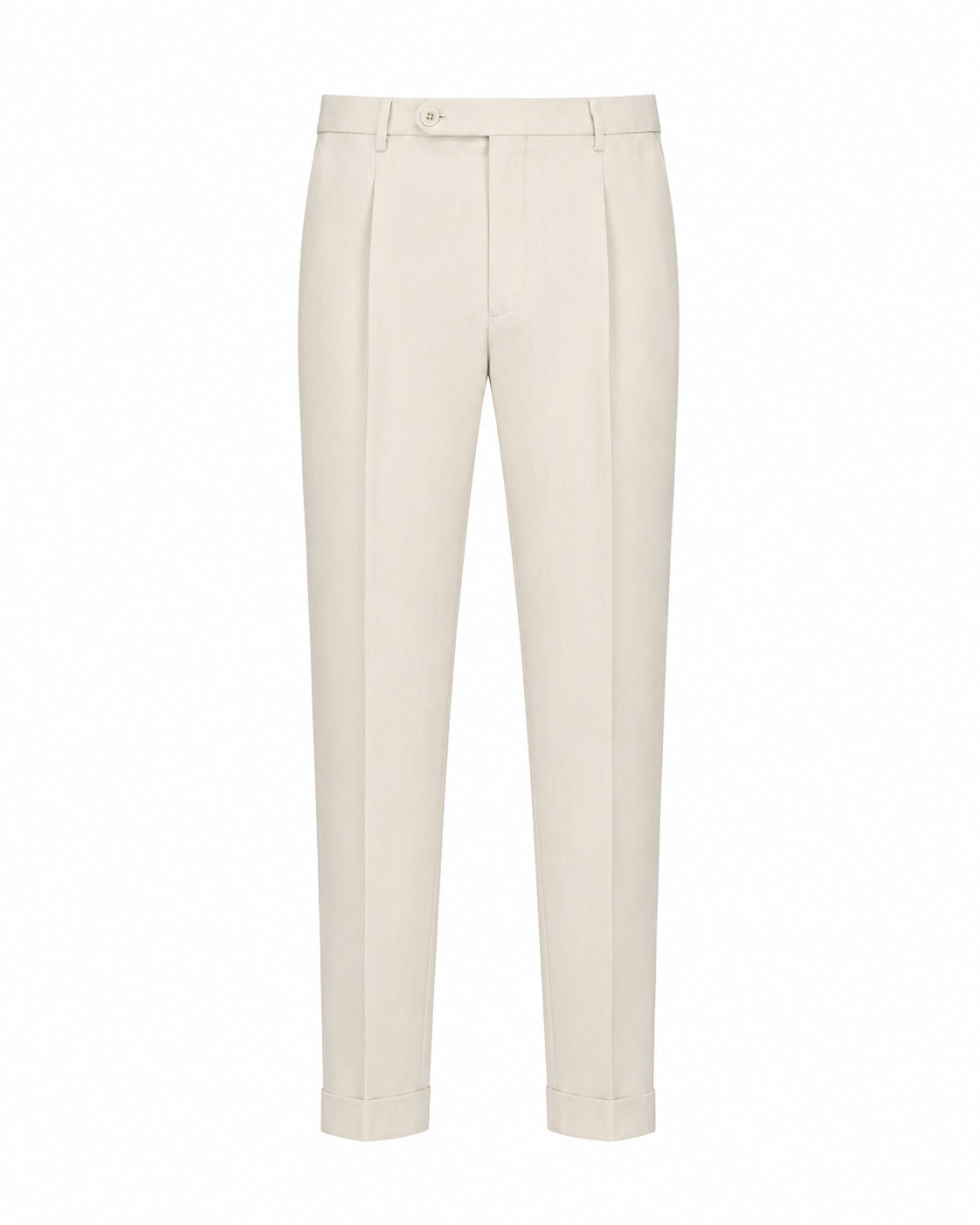 Luca Cropped Trousers Cotton Linen Herringbone Relaxed Slim
