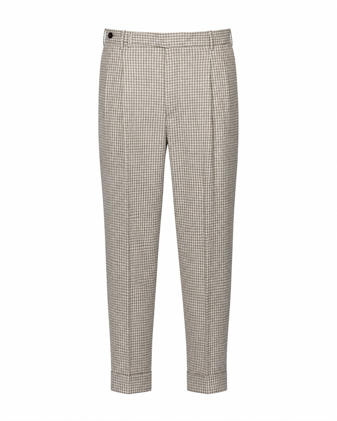 Seersucker Hose Gingham Relaxed Slim Fit Cropped