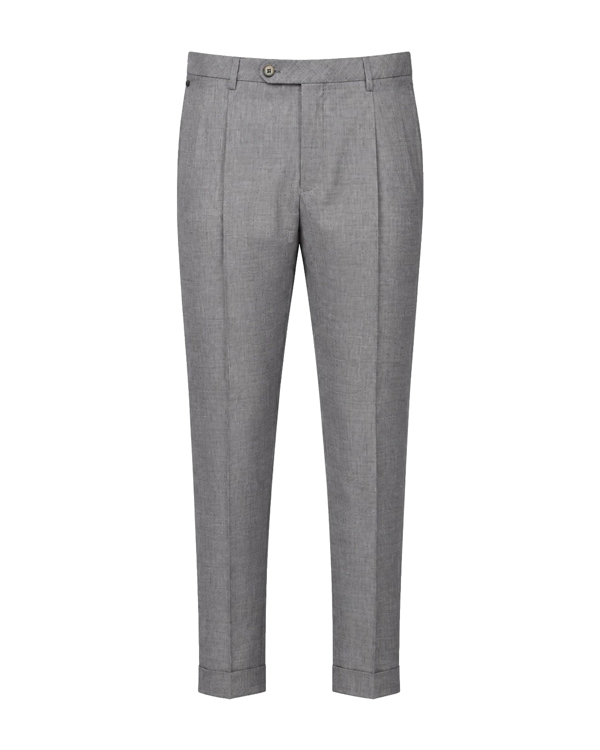 Linen Wool Trousers Relaxed Fit Pleated