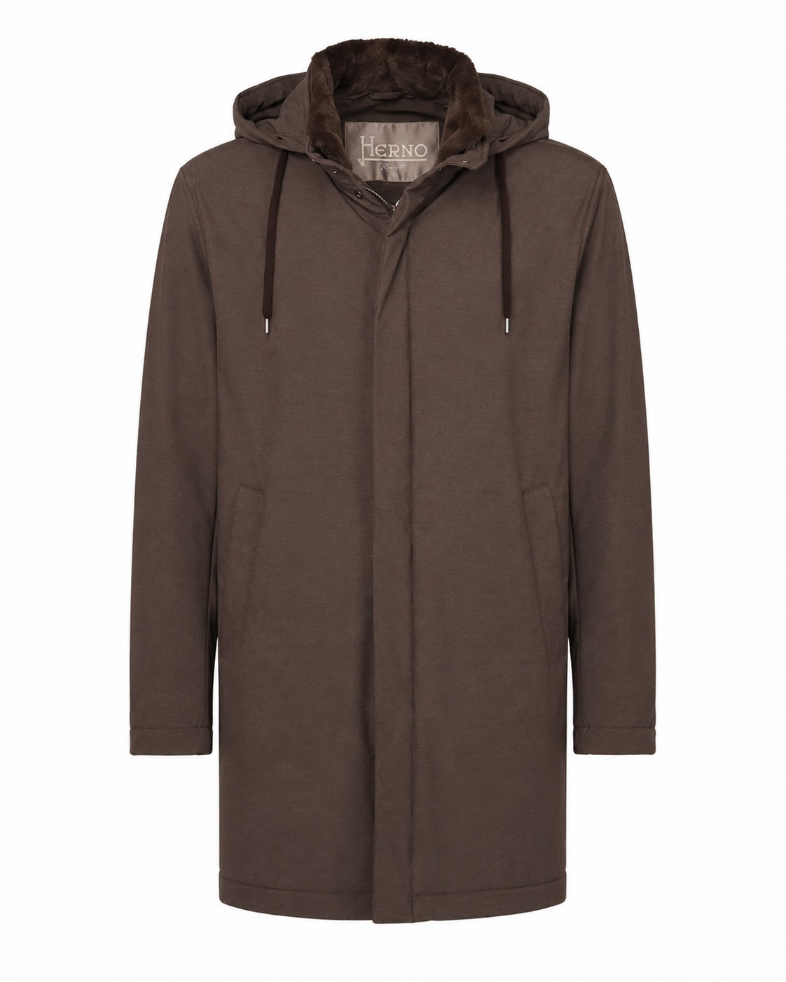 Langjacke mit Kapuze in Braun