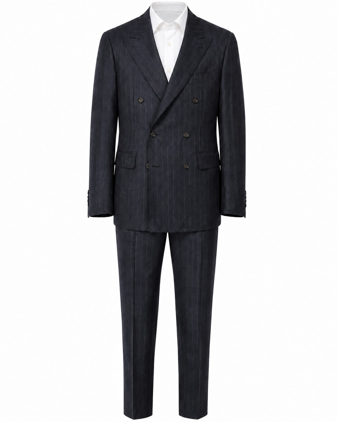Pinstripe double-breasted wool suit