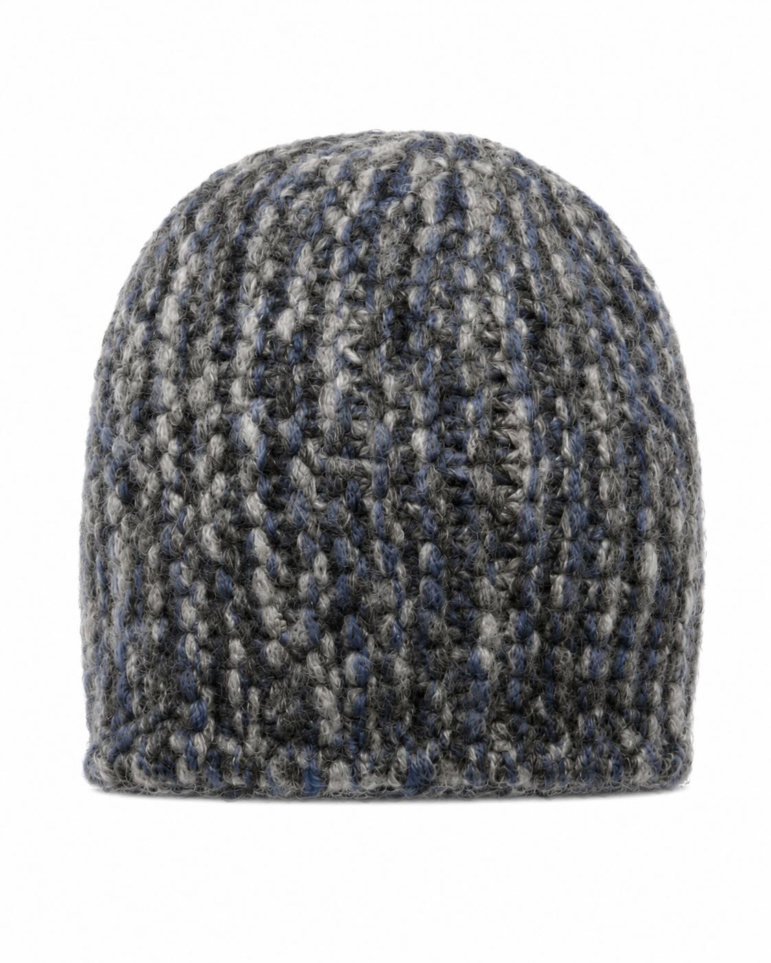 Grey-blue cashmere beanie NOVA with a mottled look