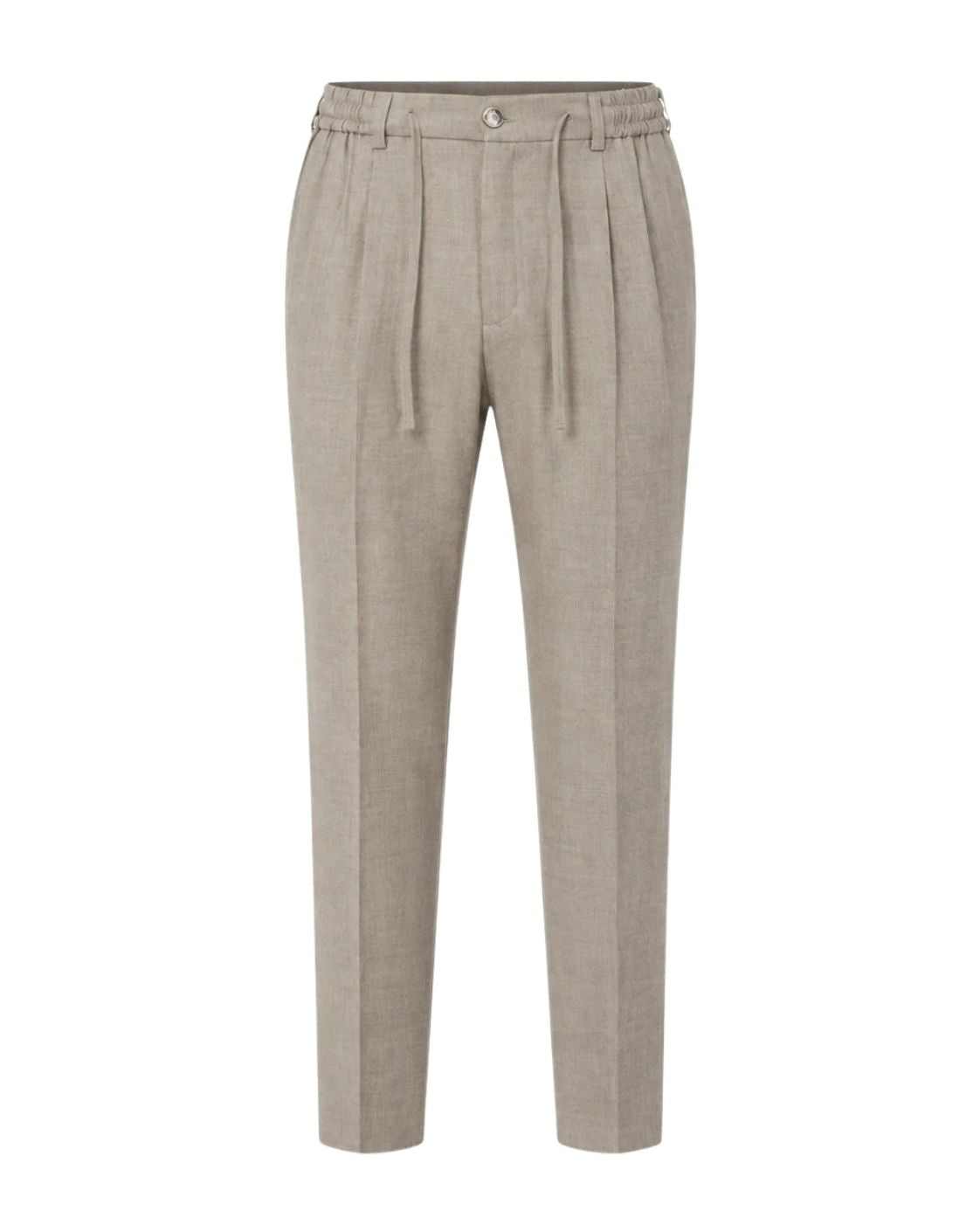 Bundfaltenhose aus Schurwolle in Beige