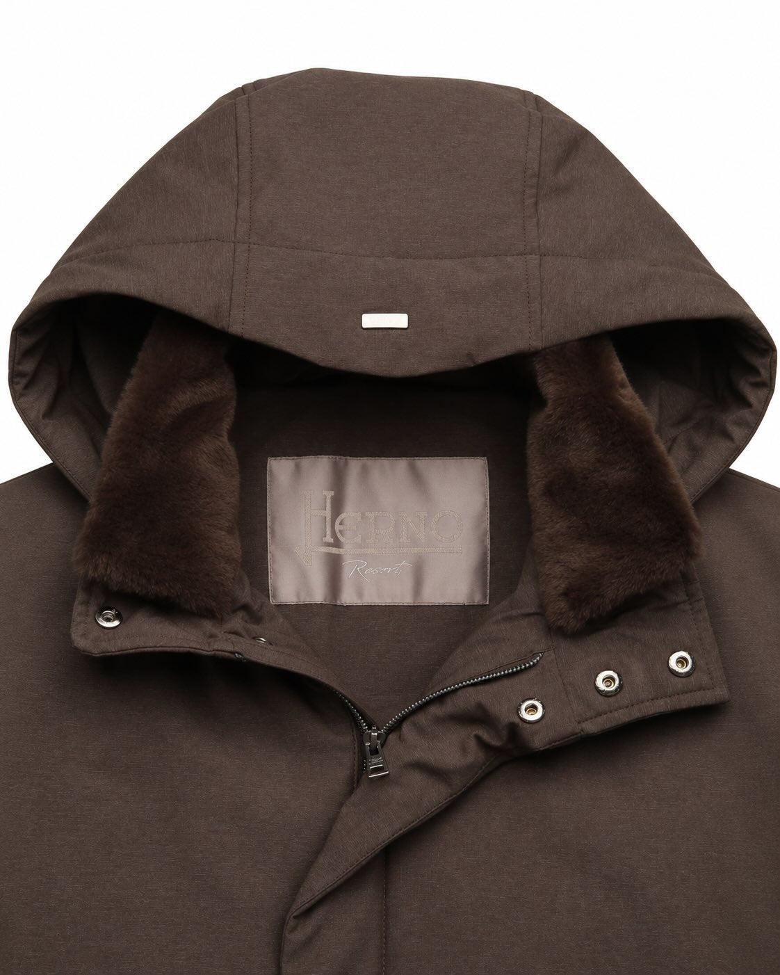 Langjacke mit Kapuze in Braun
