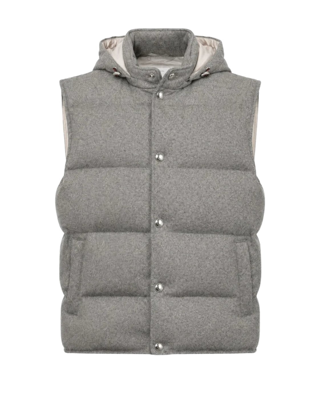 Gilet aus Kaschmir mit Kapuze in Grau
