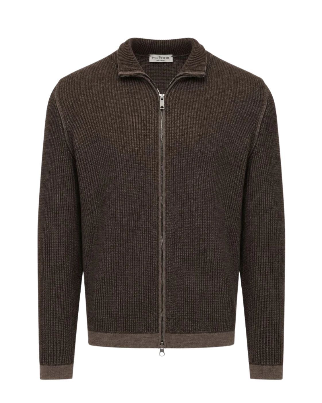 Strickjacke aus Merinowolle und Baumwolle in Dunkelbraun
