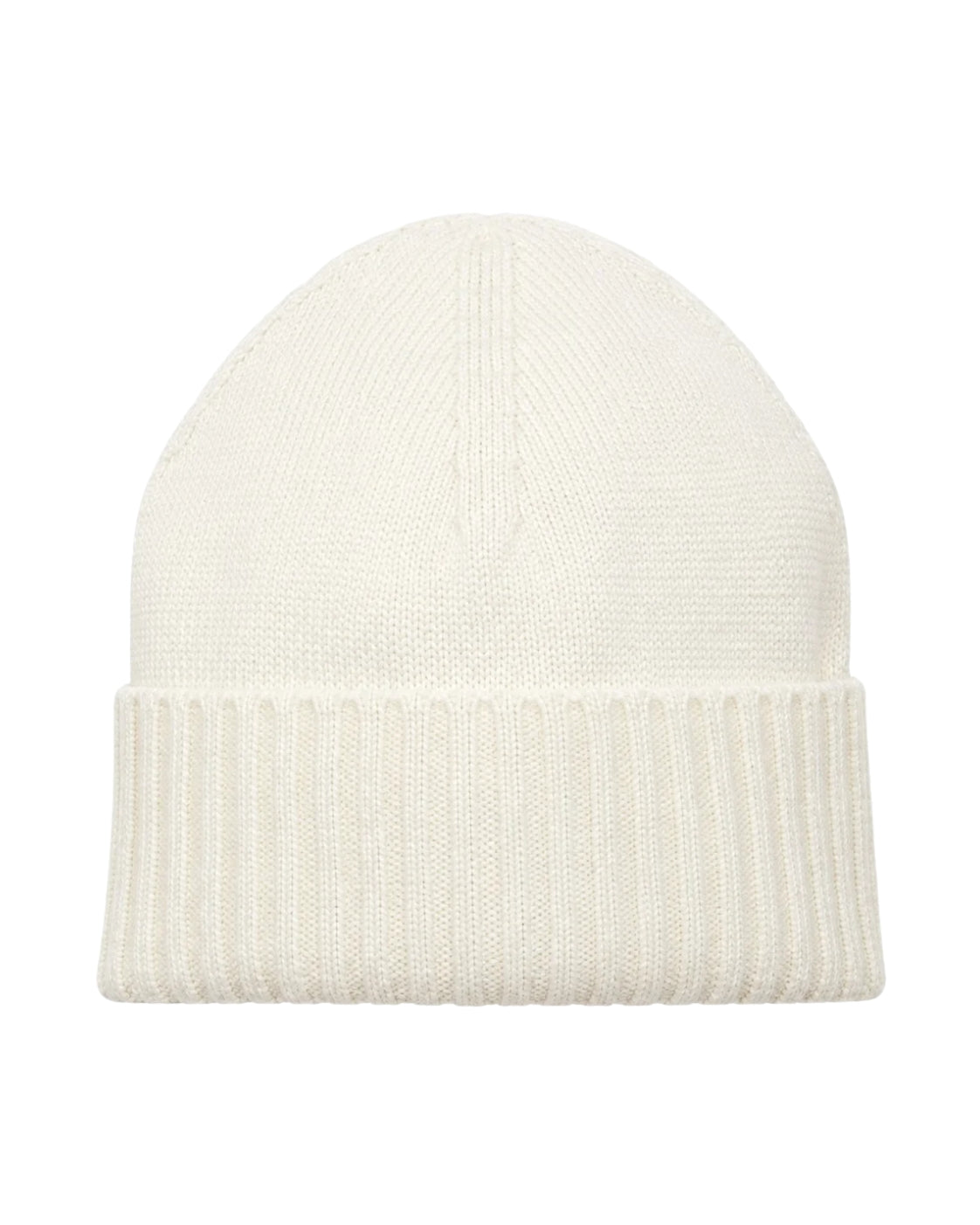 Cream pure virgin wool beanie with turnover cuff