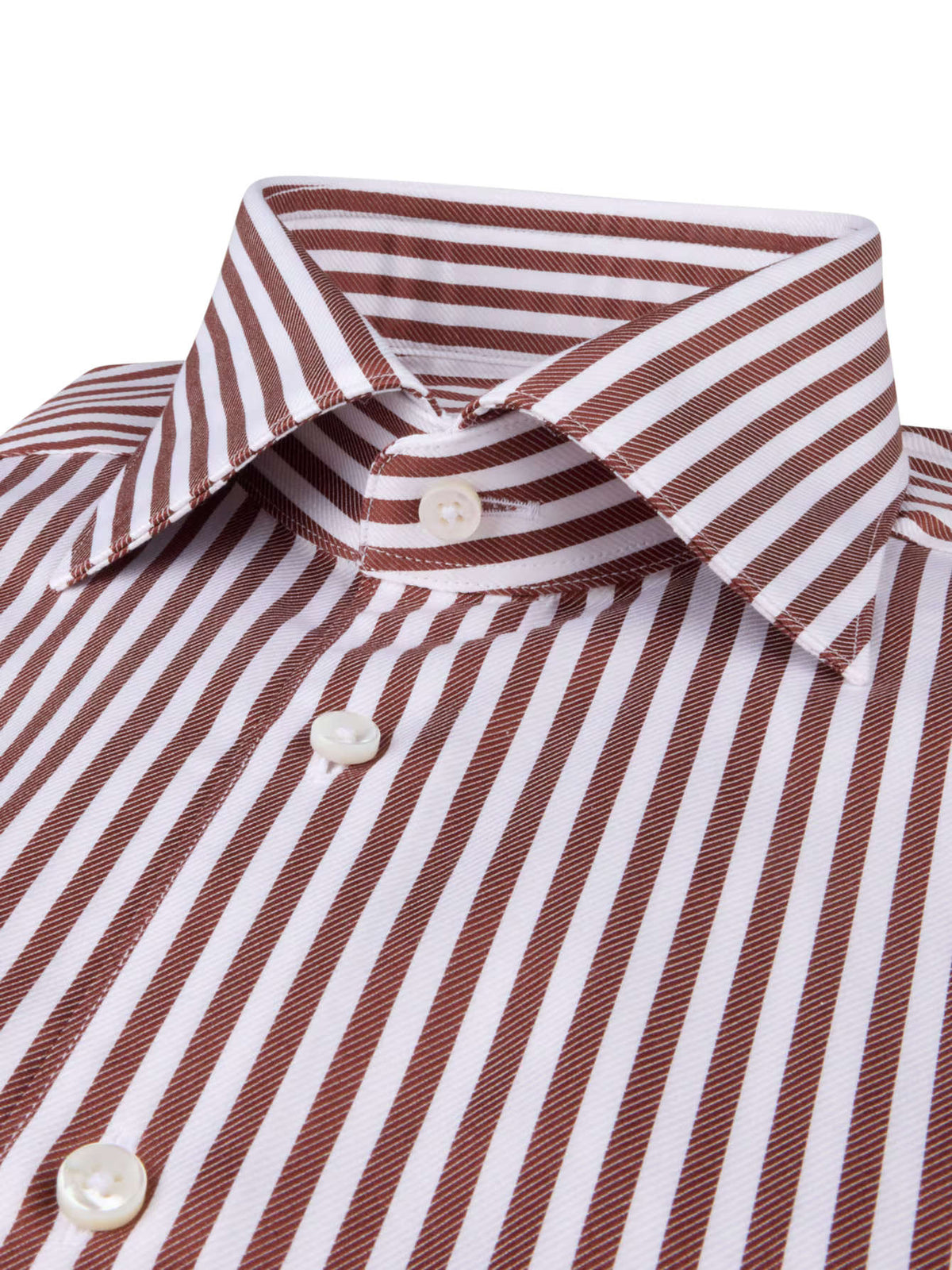 Striped twill shirt in dark orange twofold cotton