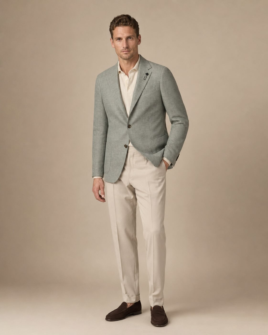 Sommerblazer Wolle Leinen Slim Fit