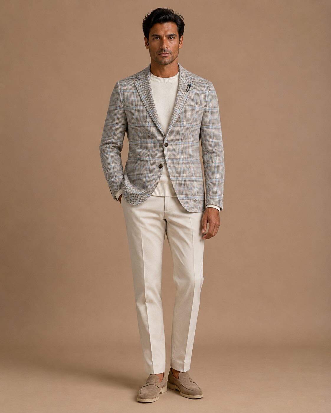 Sakko Baumwolle Leinen Prince of Wales Slim Fit