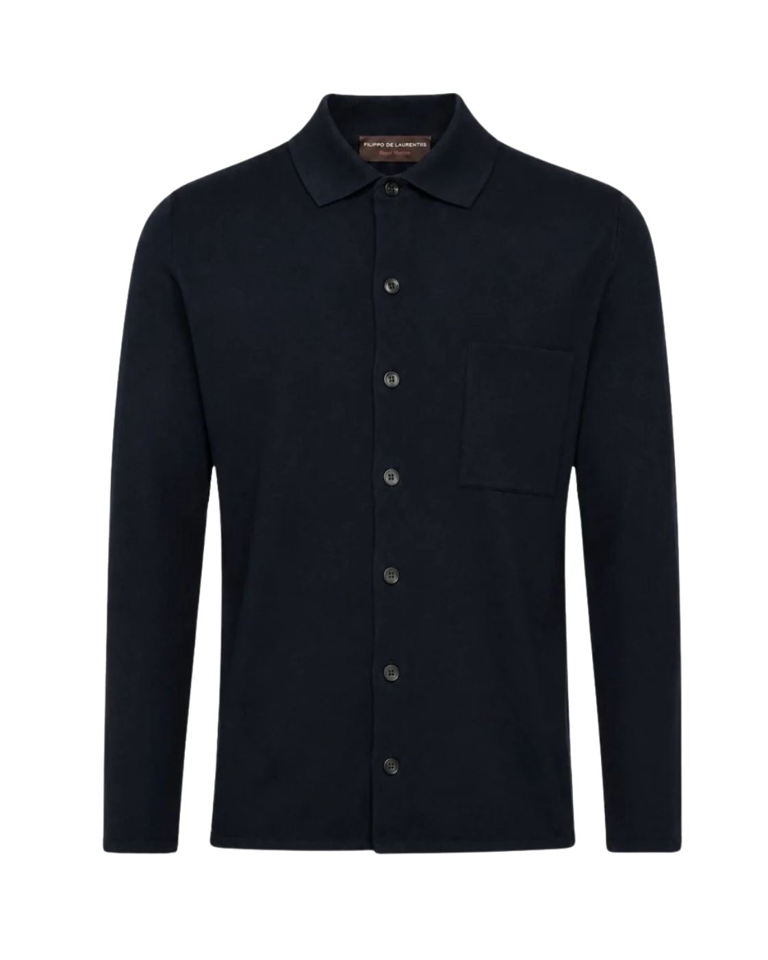 Dunkelblaues Overshirt aus Superfine 120’s Merinowolle