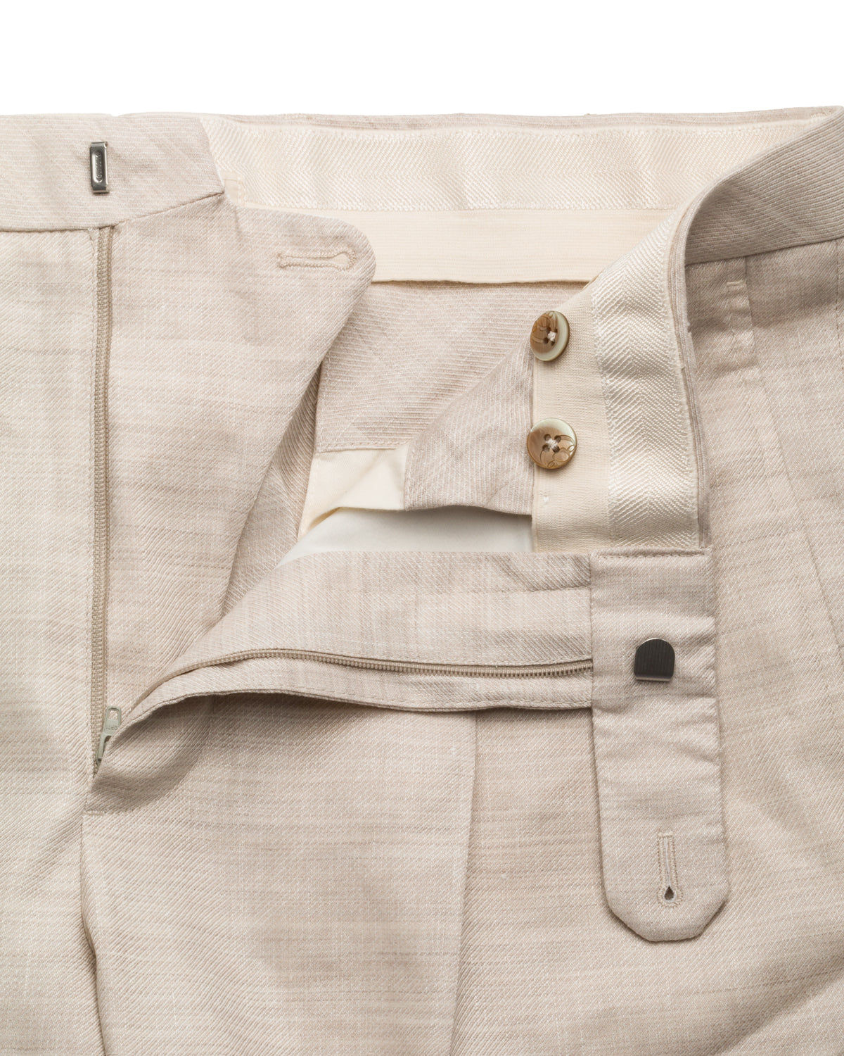 Linen Wool Trousers Relaxed Fit Pleated