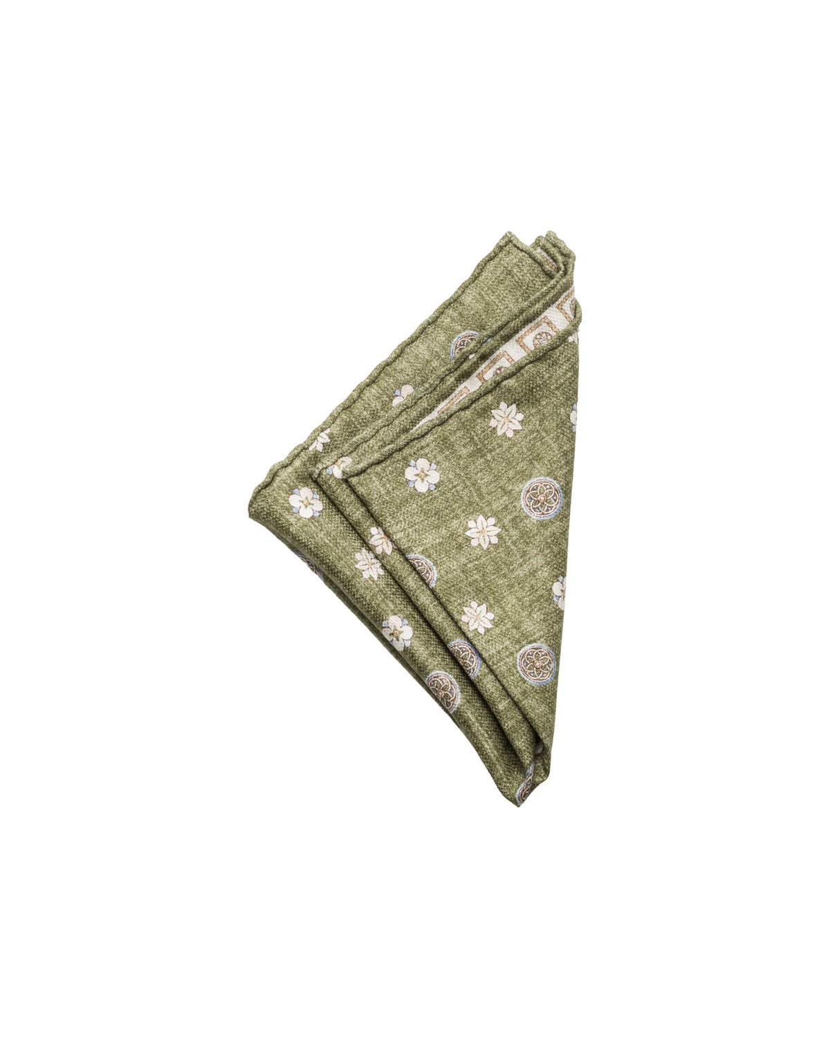 Seiden Einstecktuch Doubleface handrolliert Olive