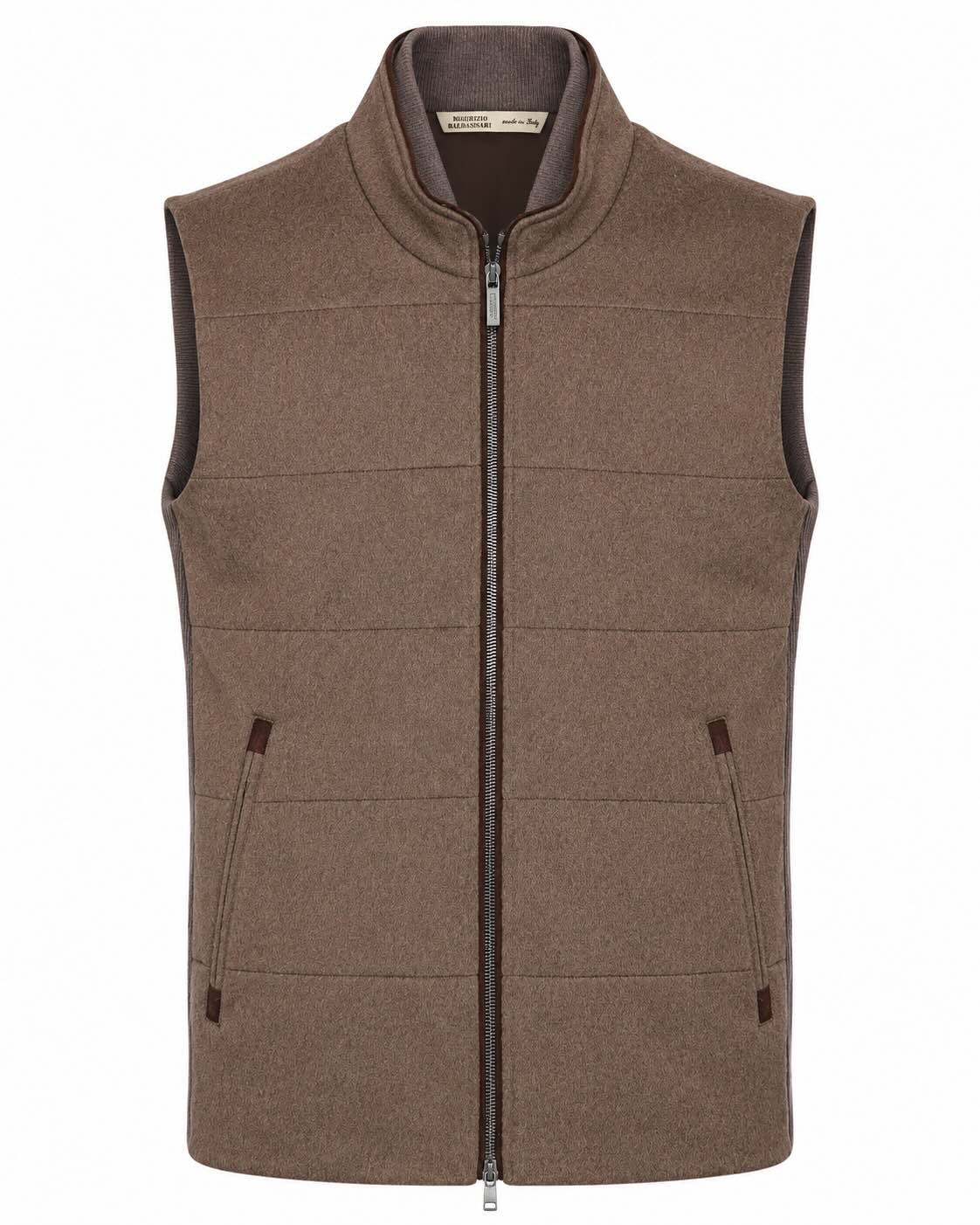 Brown slim-fit cashmere vest
