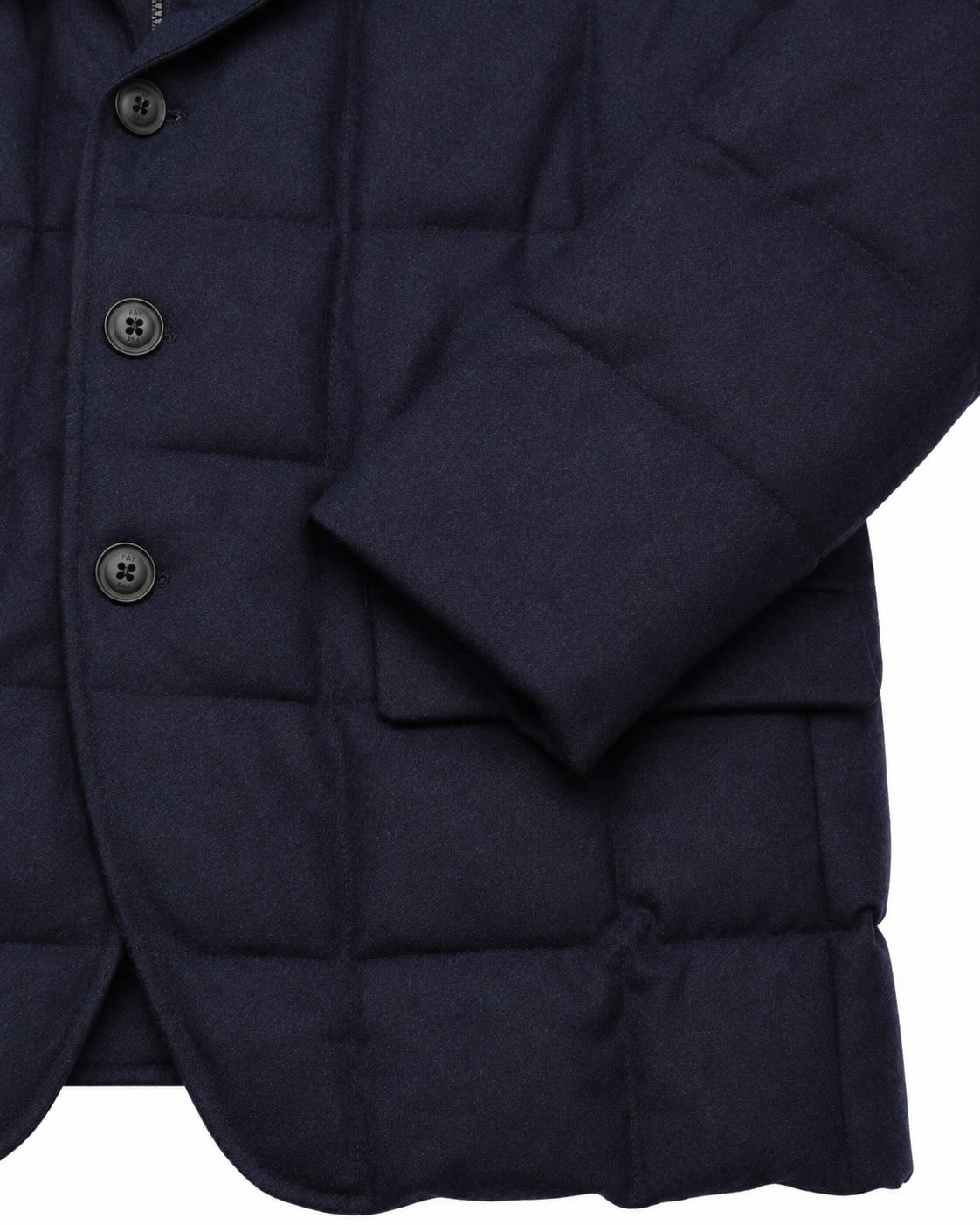 Stand-collar jacket in virgin wool with down filling