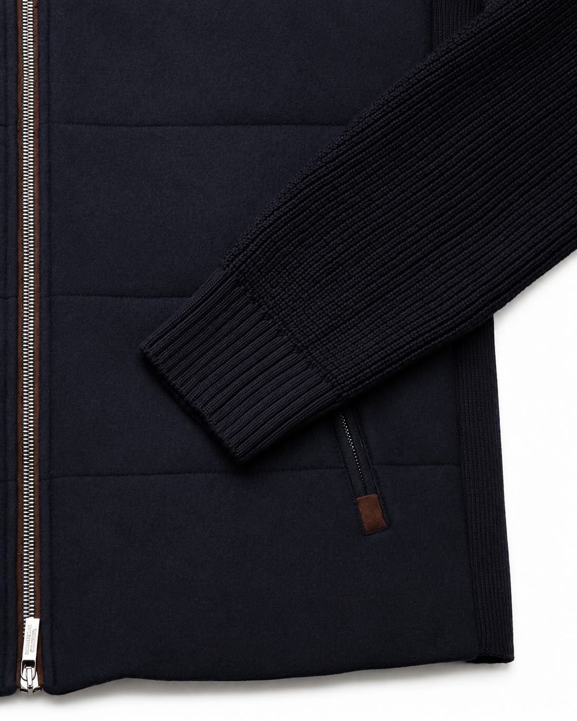 Dunkelblauer Blouson aus Schurwolle im Slim Fit