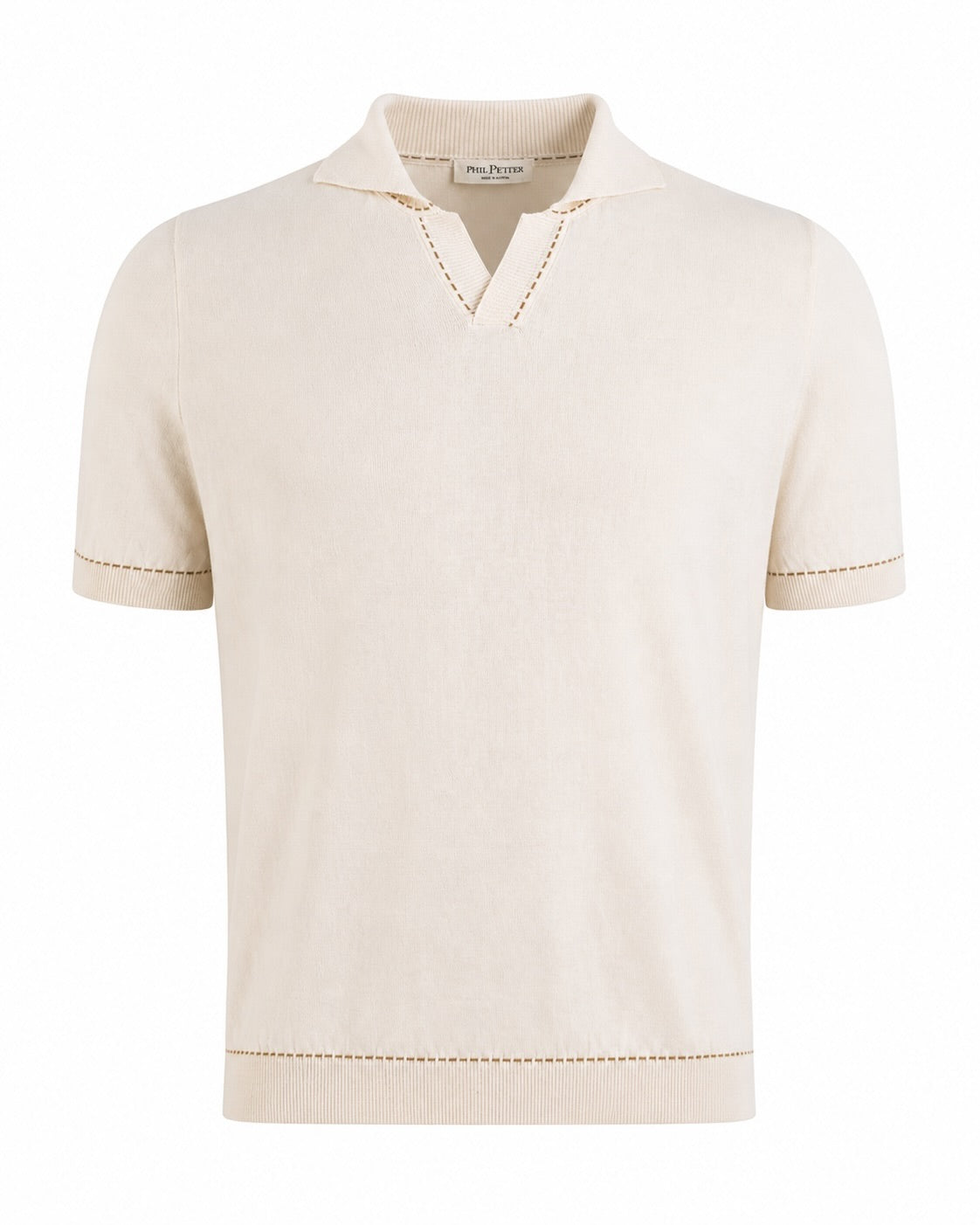 Knitted buttonless polo shirt in cotton in relaxed fit