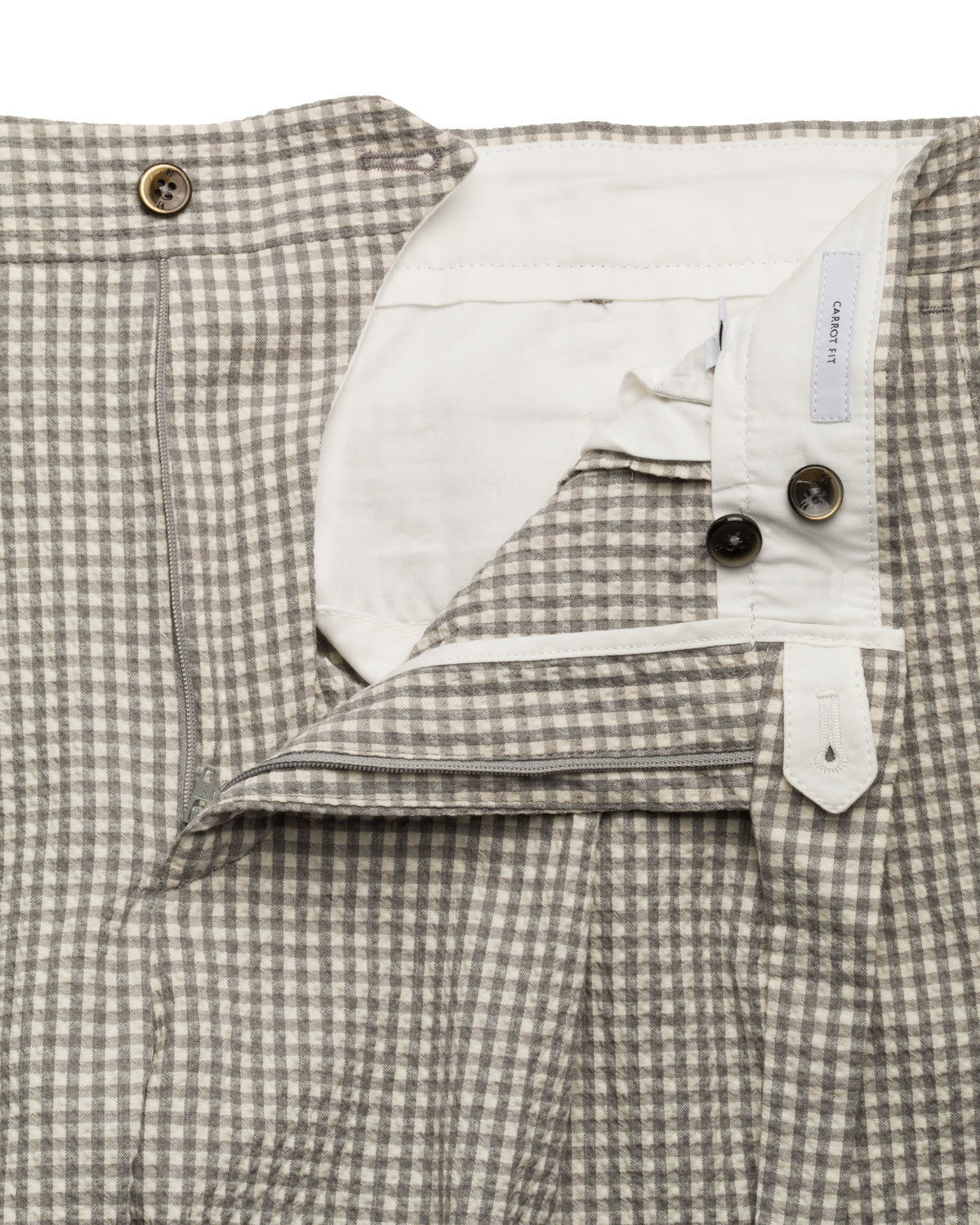 Seersucker Hose Gingham Relaxed Slim Fit Cropped