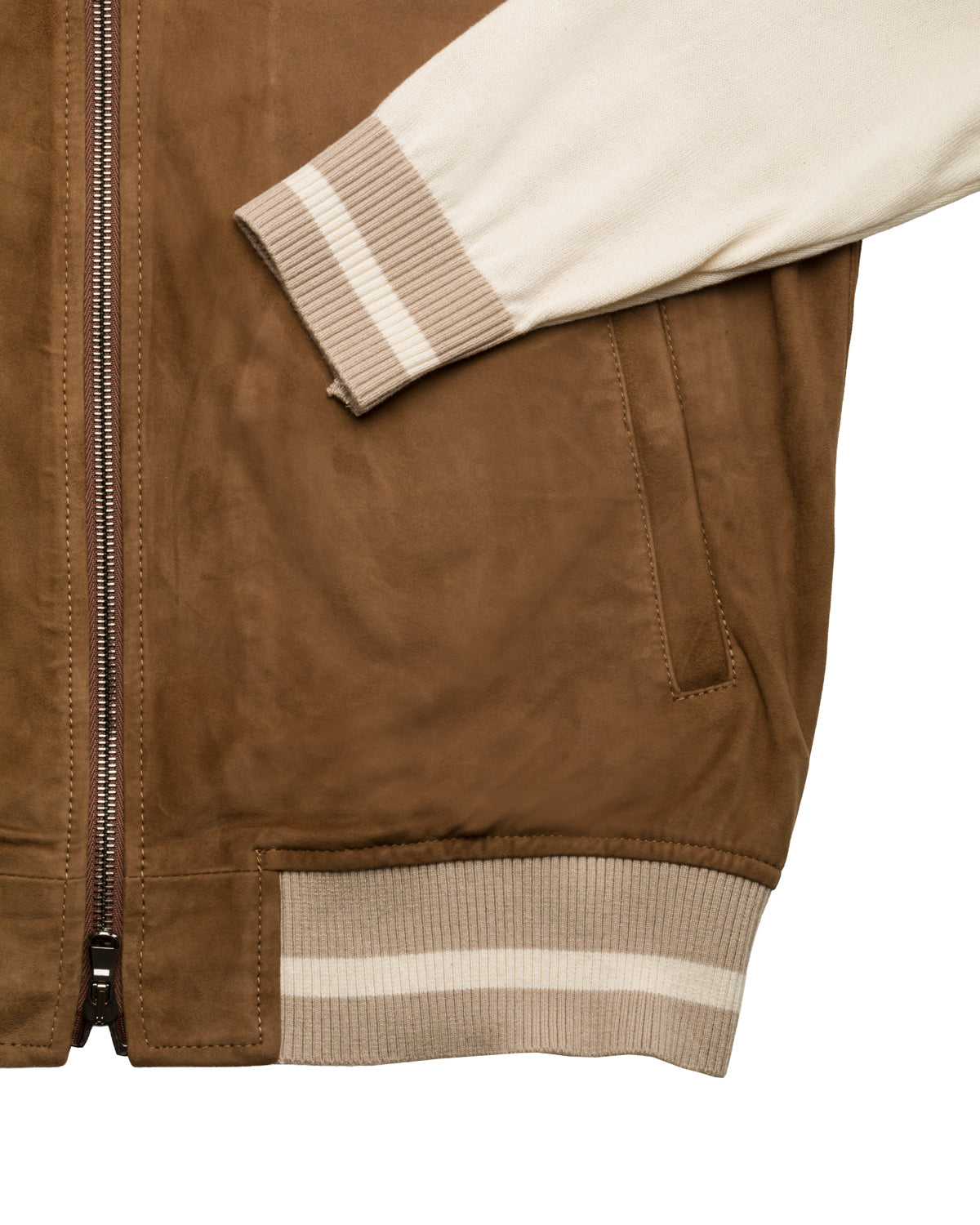 Lambskin bomber jacket, slim fit, with knit details