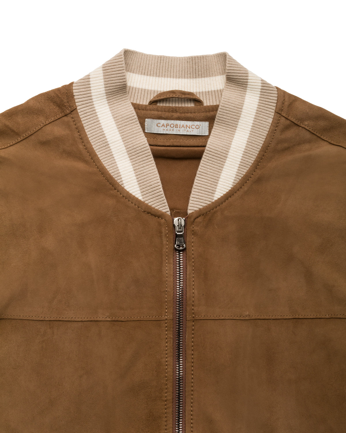 Lambskin bomber jacket, slim fit, with knit details