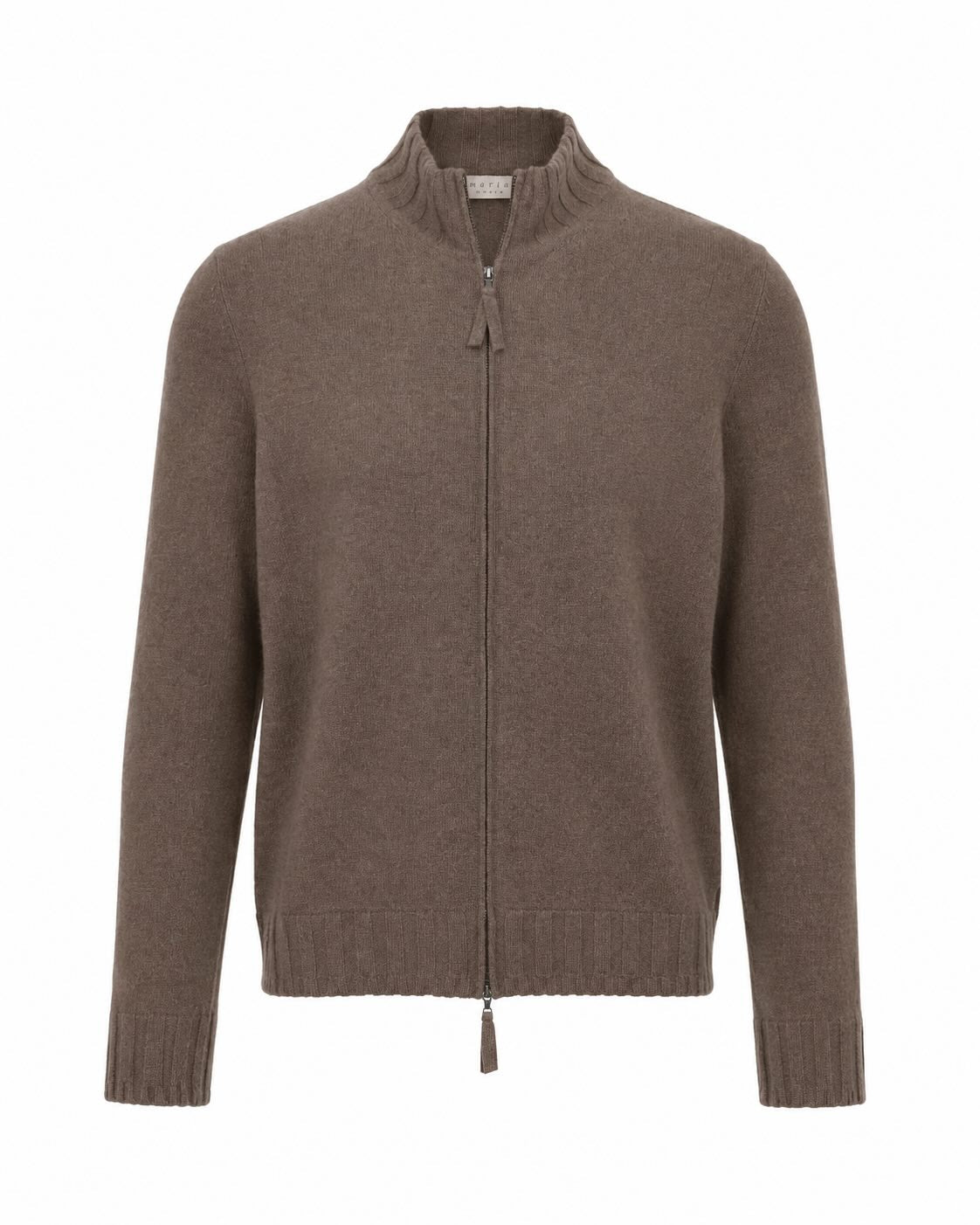 Kaschmir-Strickjacke im Slim Fit in Braun