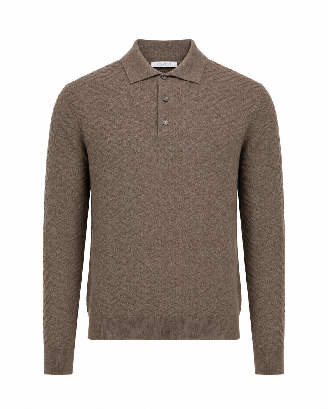 Langarm-Poloshirt aus Wolle und Kaschmir