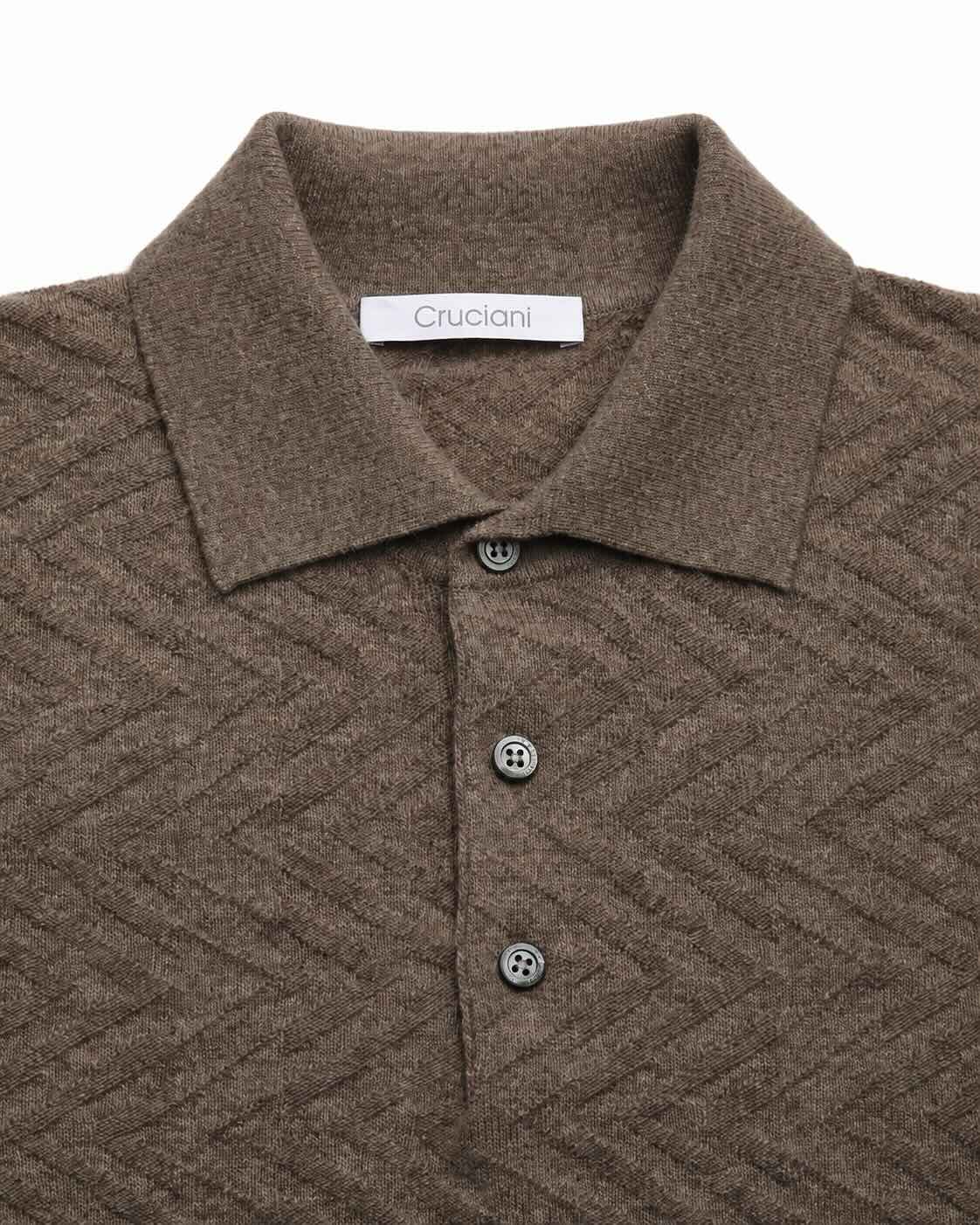 Langarm-Poloshirt aus Wolle und Kaschmir