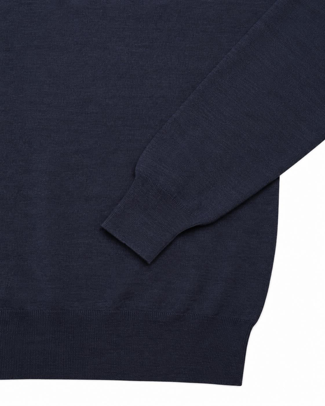 Feinstrick-Langarm-Poloshirt aus Wolle