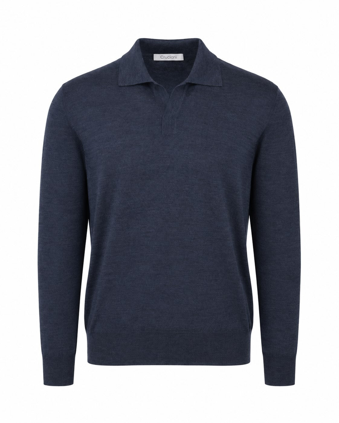 Feinstrick-Langarm-Poloshirt aus Wolle