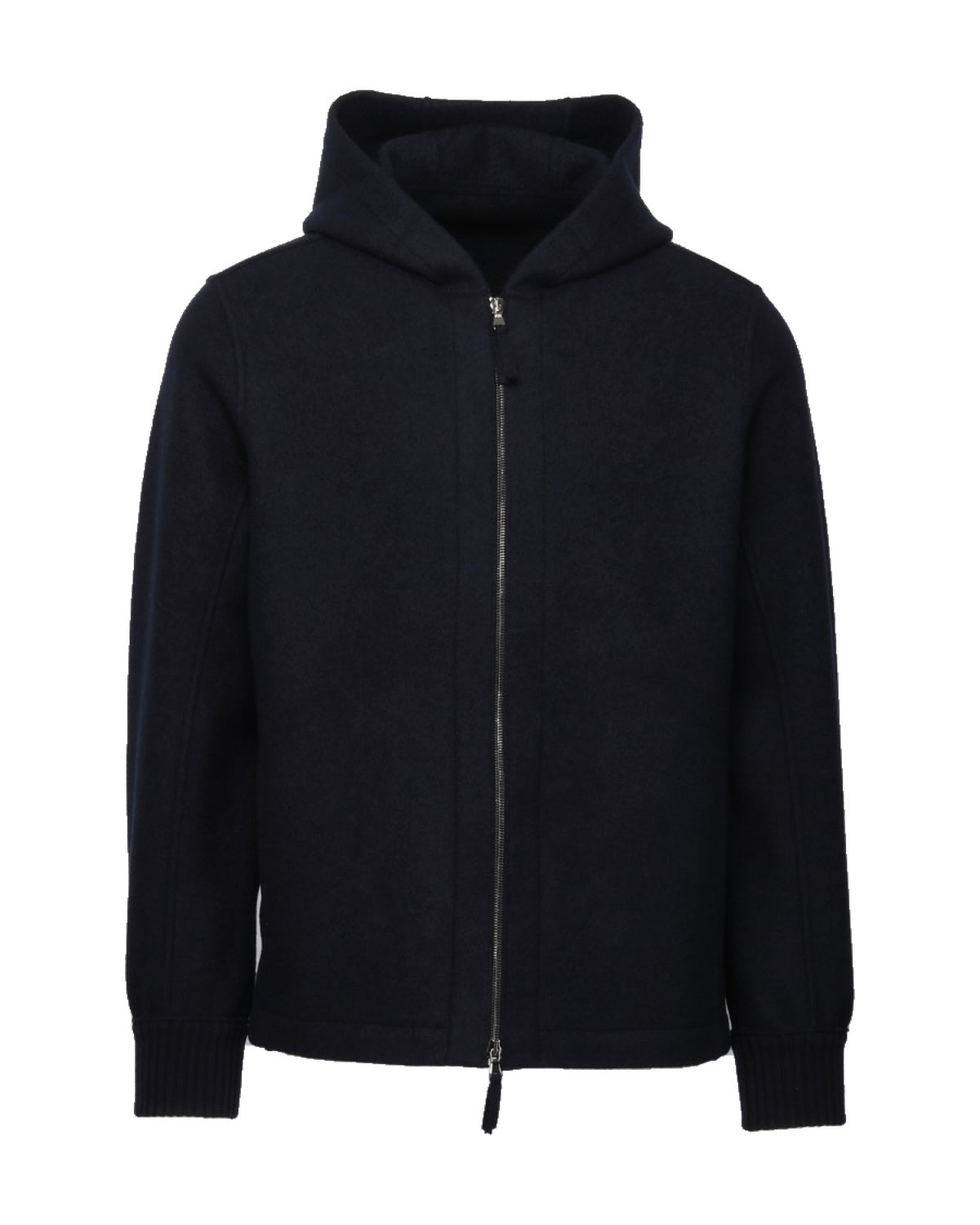 Dunkelblaue Kaschmir-Kapuzenjacke im Slim Fit