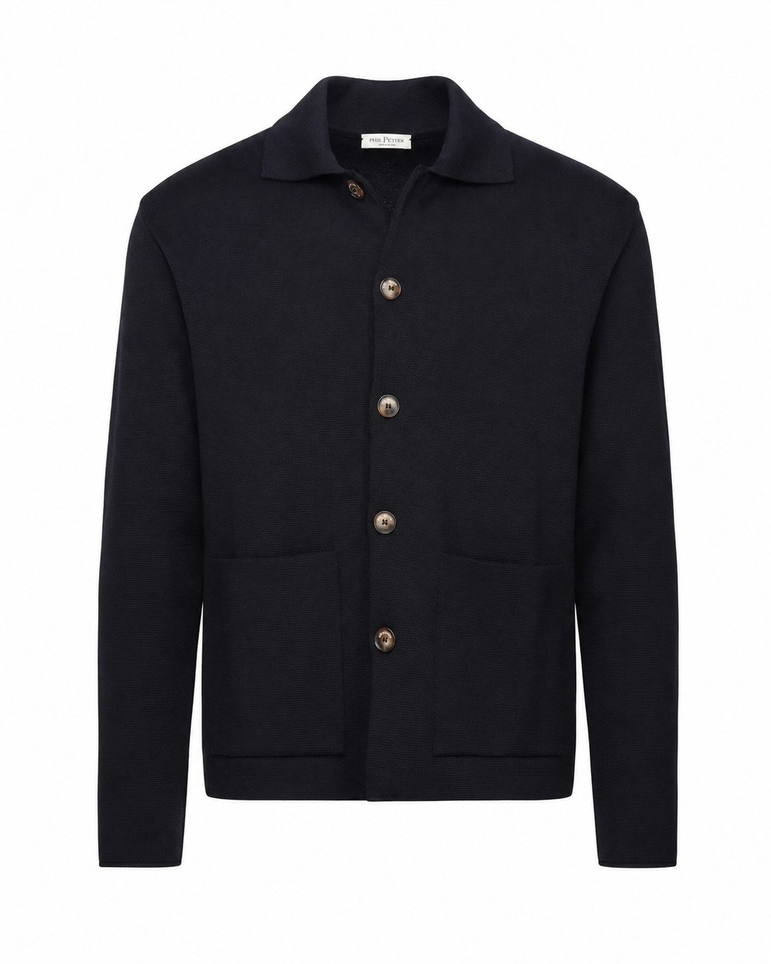 Dunkelblaues Strick-Overshirt aus Wolle