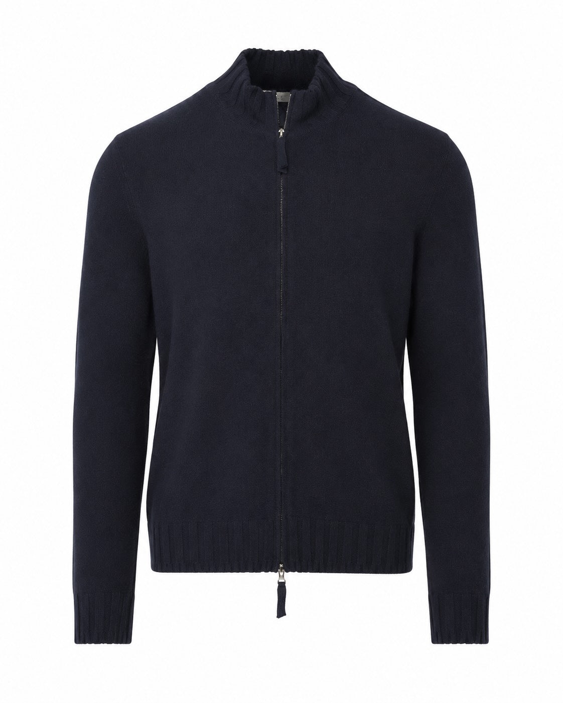 Dunkelblaue Kaschmir-Strickjacke im Slim Fit