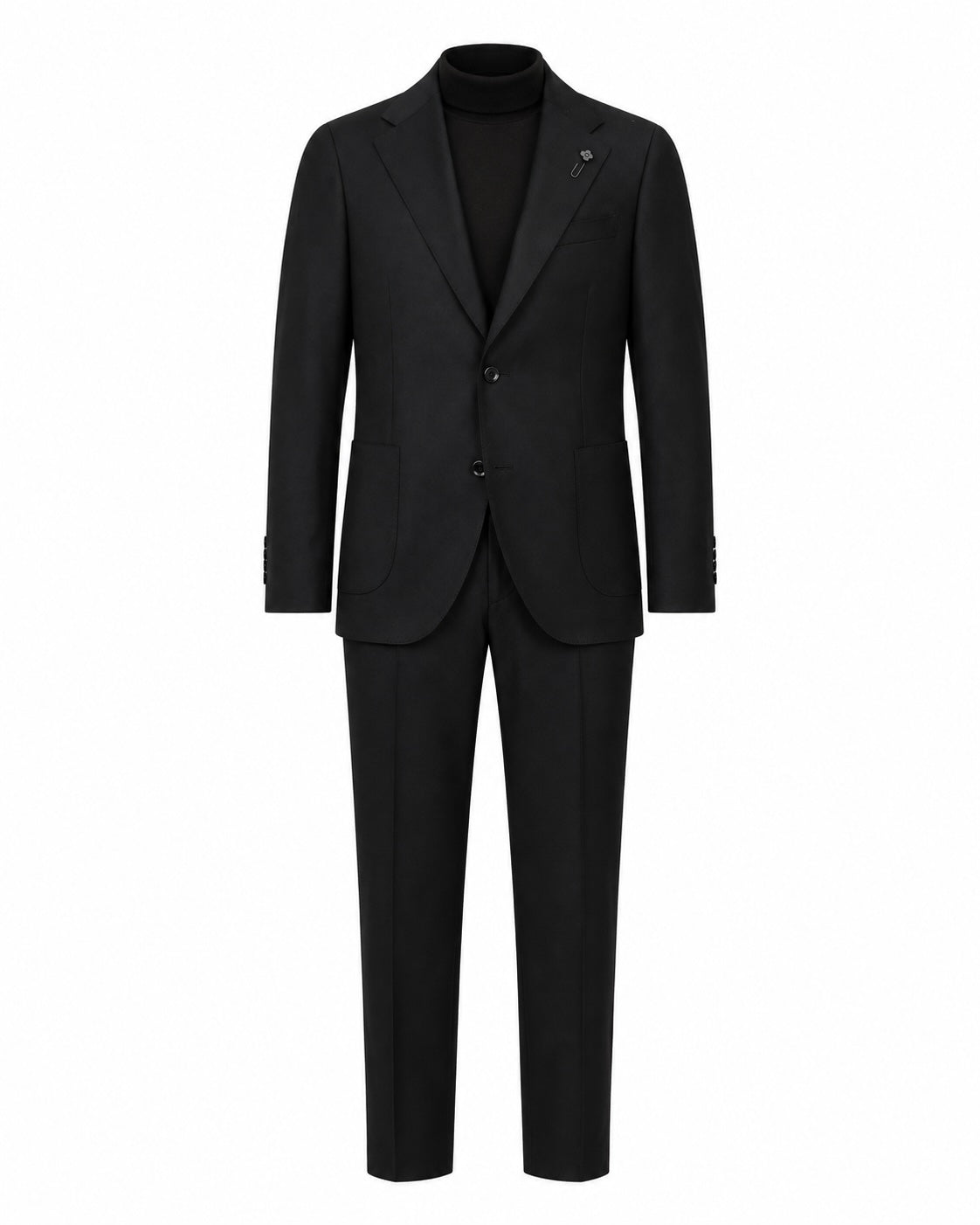 Black virgin wool and cashmere suit