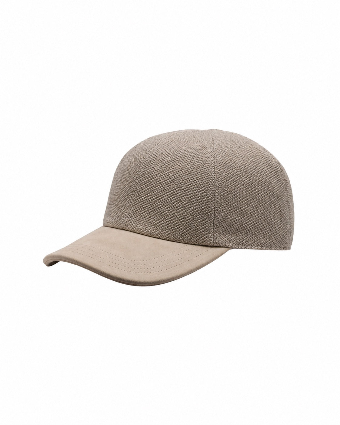 Linen-silk baseball cap with calfskin details