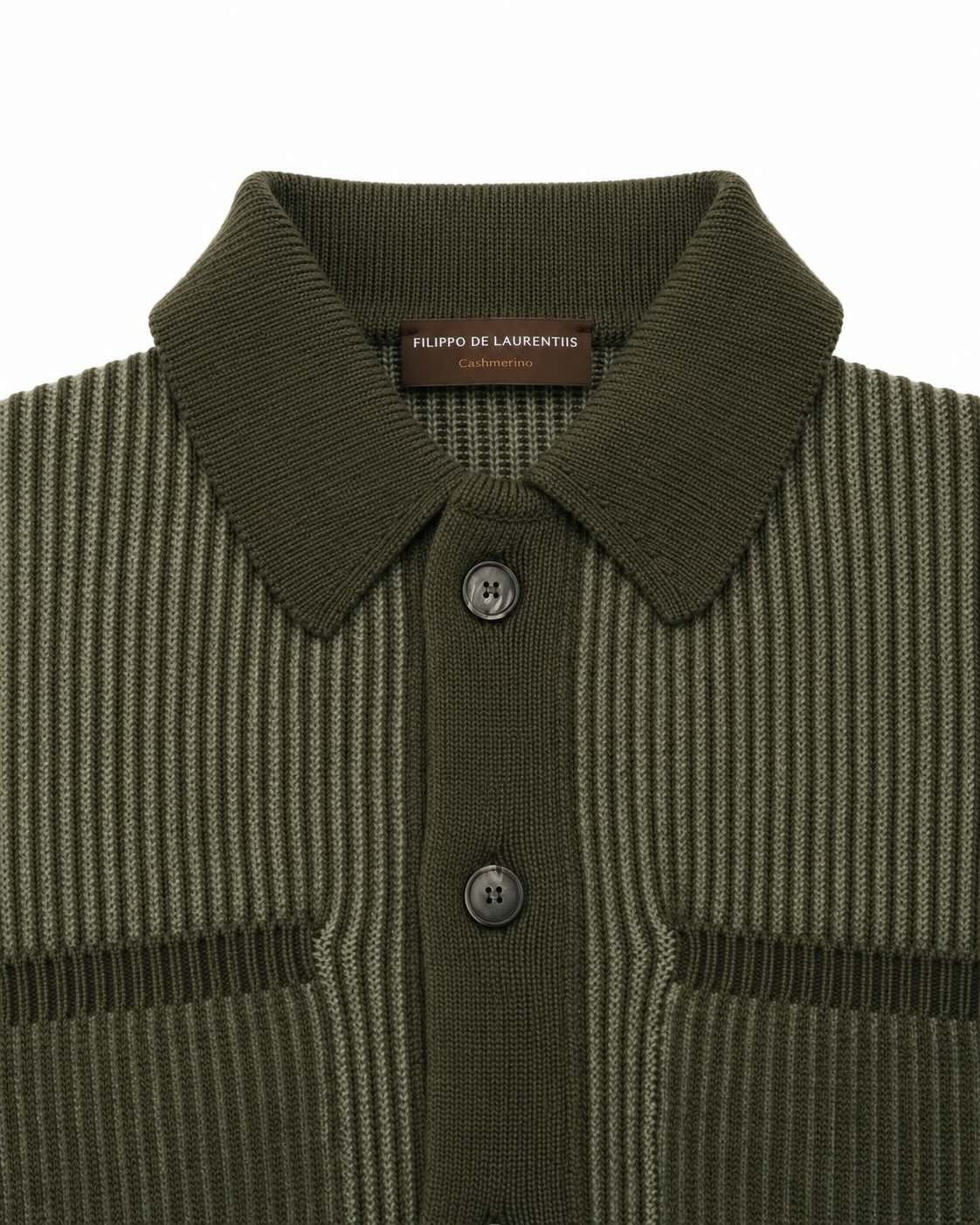 Olivgrünes Overshirt aus Merinowolle und Kaschmir