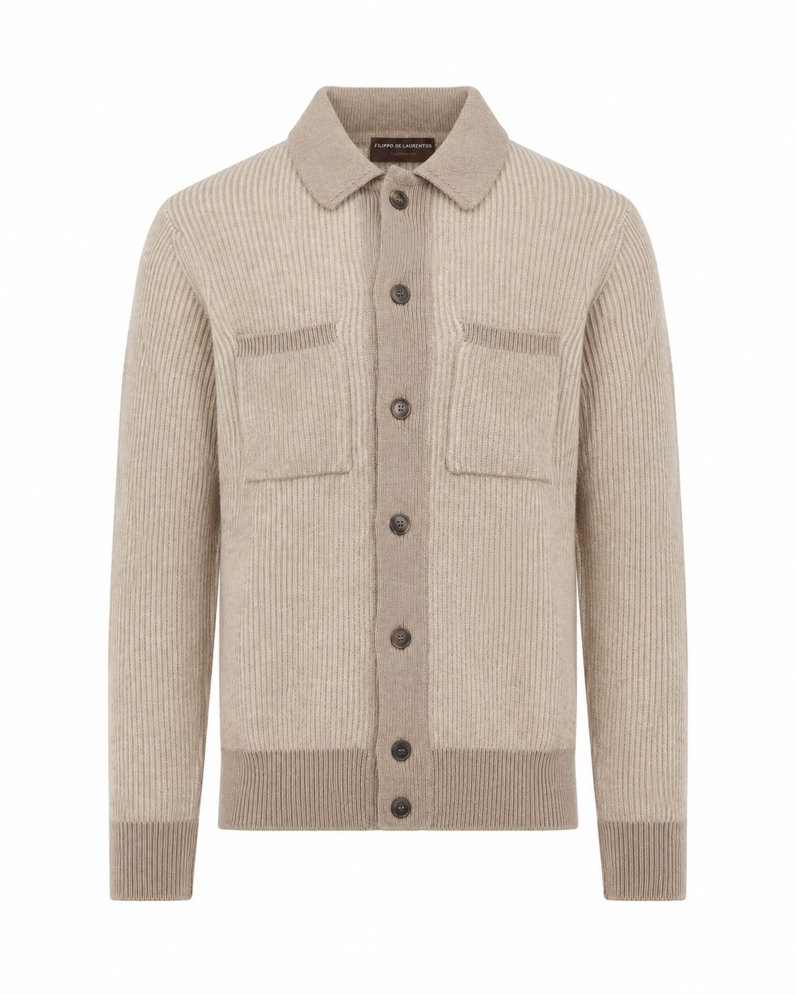 Beiges Overshirt aus Merinowolle und Kaschmir