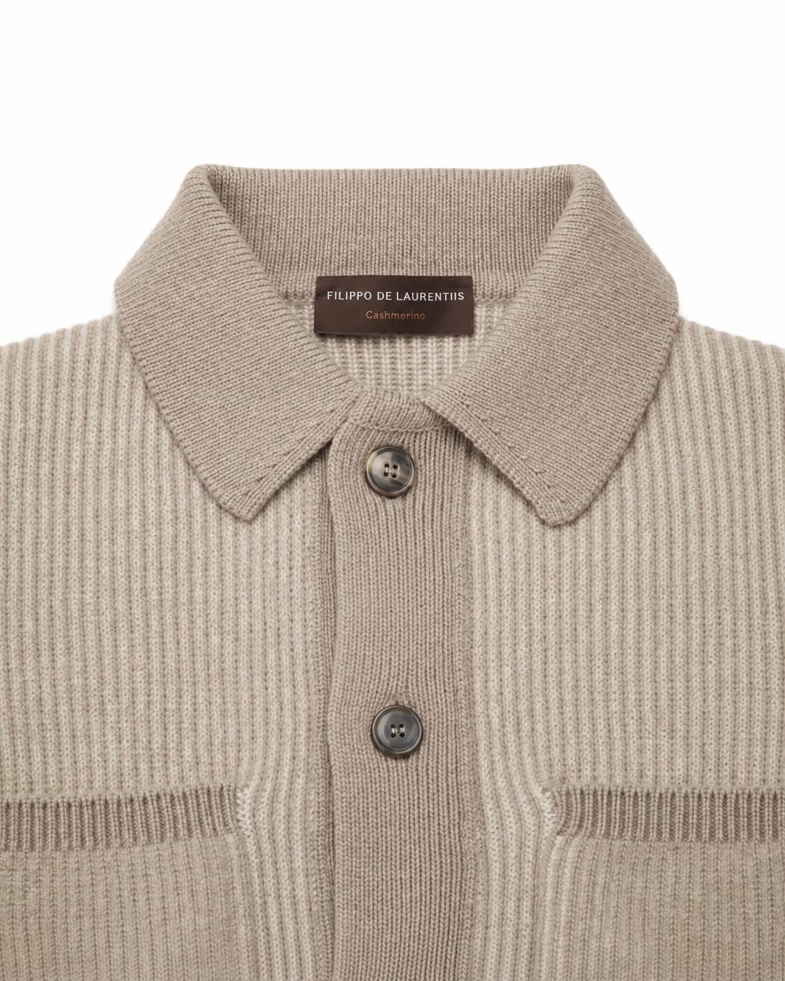 Beiges Overshirt aus Merinowolle und Kaschmir