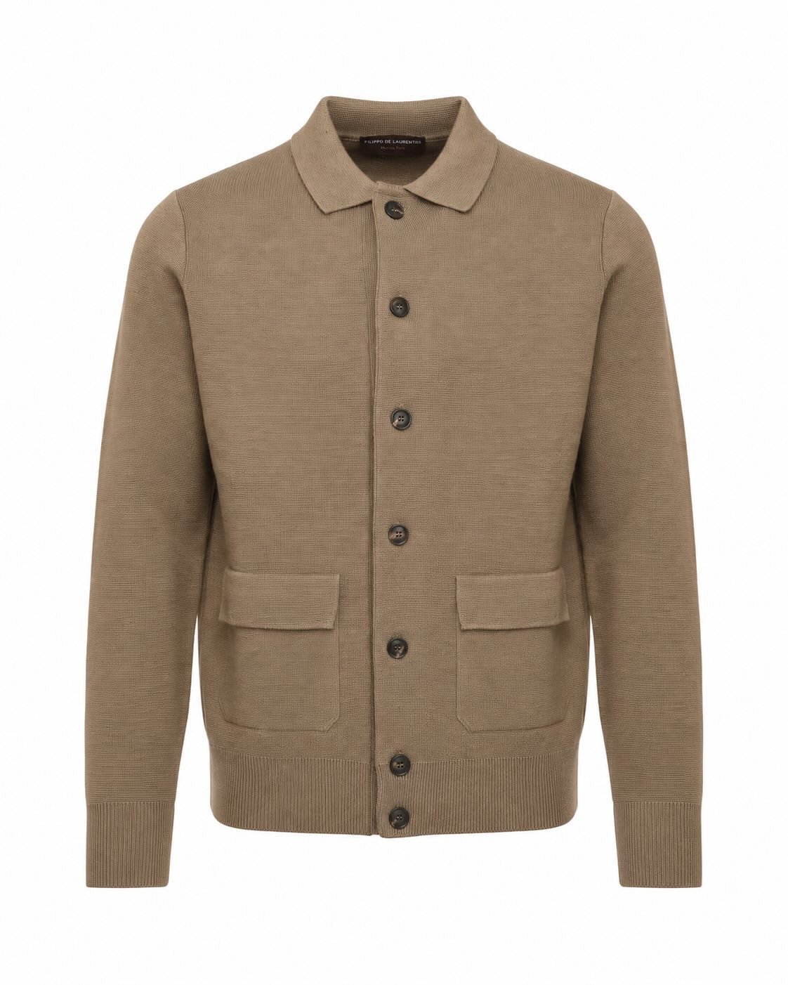 Taupefarbenes Overshirt aus Superfine Merinowolle