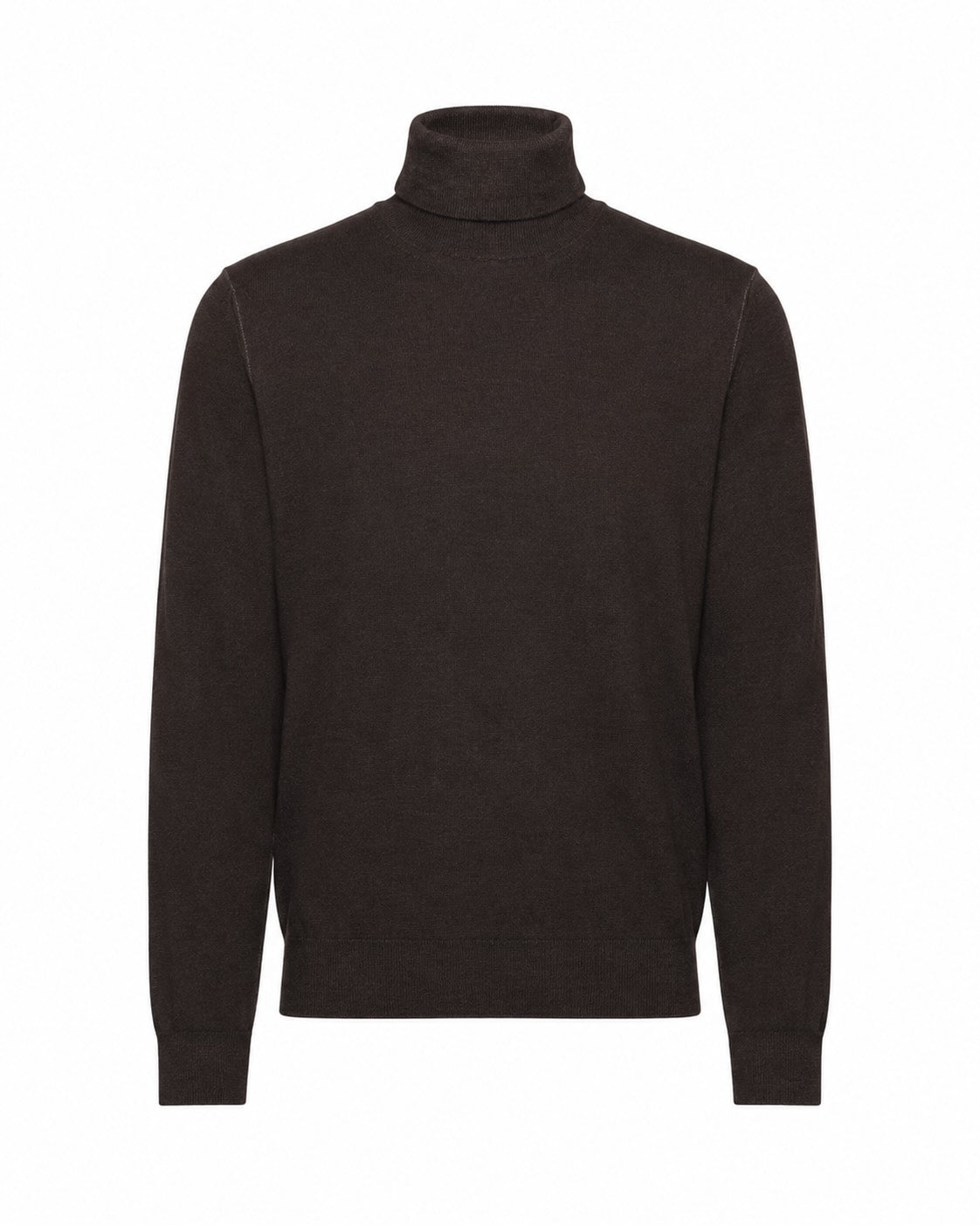 Dunkelbrauner Rollkragenpullover aus Extrafine Merinowolle