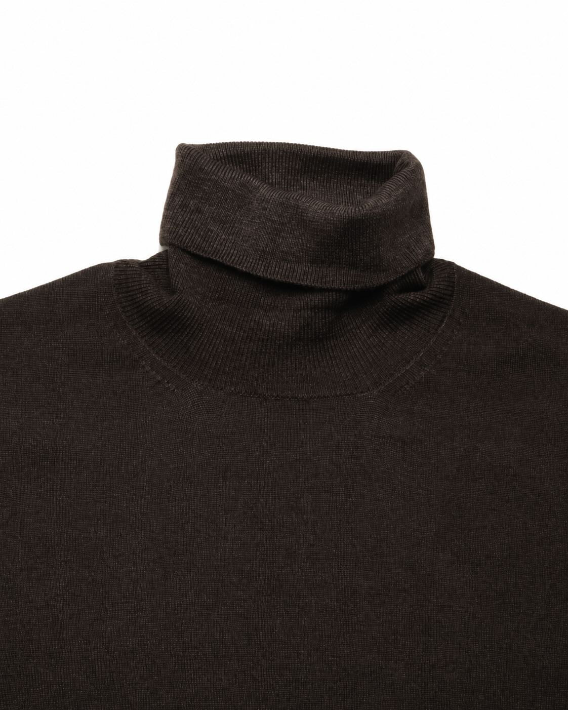 Dunkelbrauner Rollkragenpullover aus Extrafine Merinowolle