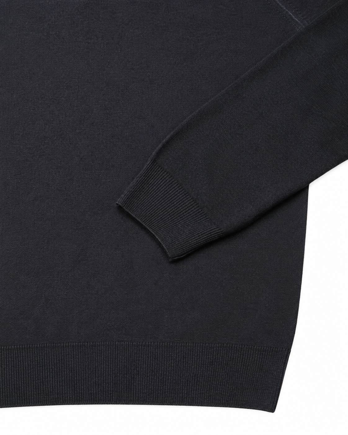 Stahlblauer Rollkragenpullover aus Extrafine Merinowolle